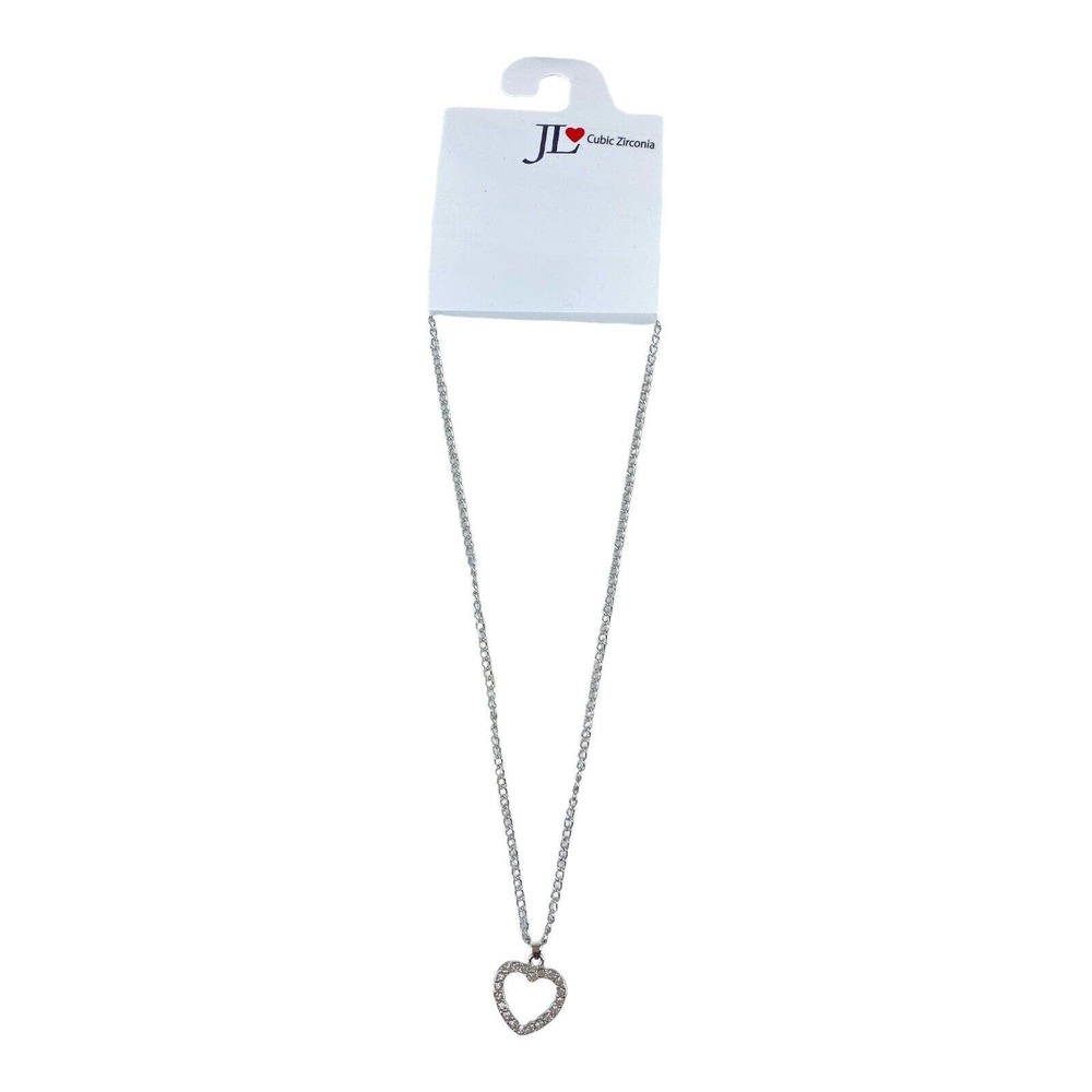 JL Cubic Zirconia Heart Pendant Necklace